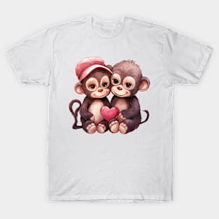 Valentine Chimpanzee Couple T-Shirt